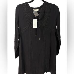 NWT Current Air Black Long Sleeve Boho Mini Dress size XS